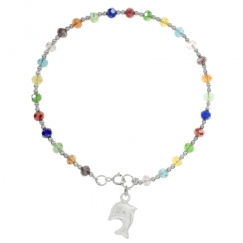 Pulsera con cristales de colores y colgante 2