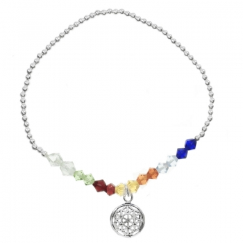 Pulsera de bolitas con cristales y colgante