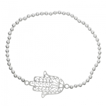 Pulsera de bolitas con mano de Fátima