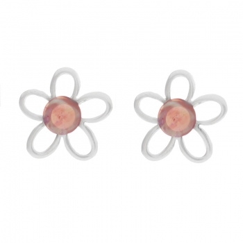 Pendientes flor con centro rosa