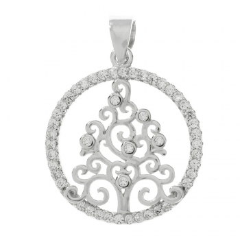 Colgante árbol con circonitas blancas