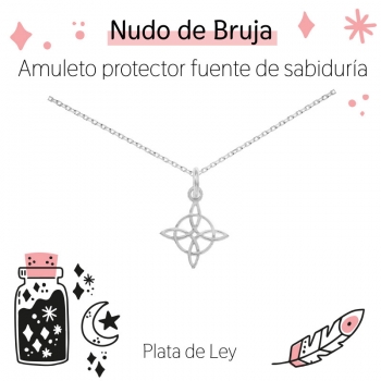 Collar mini nudo de Bruja Plata de Ley