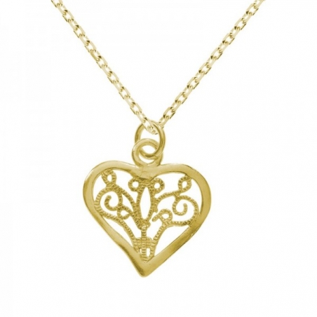 Collar corazón dorado Plata de Ley
