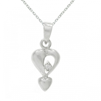 Collar corazón doble Plata de Ley