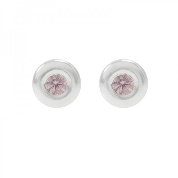 Pendientes circonita rosa Plata de Ley