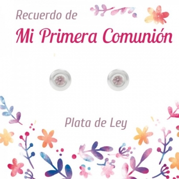 Pendientes circonita rosa Plata de Ley