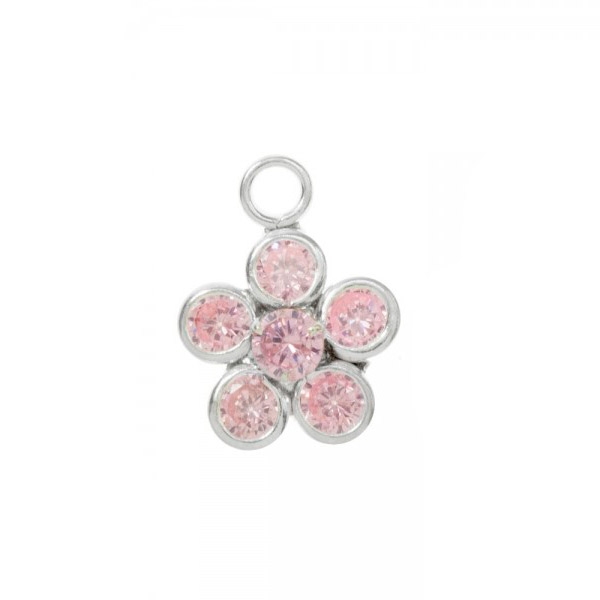 Conjunto flor rosa Plata de Ley
