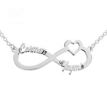 Collar infinito nombres personalizados con corazón