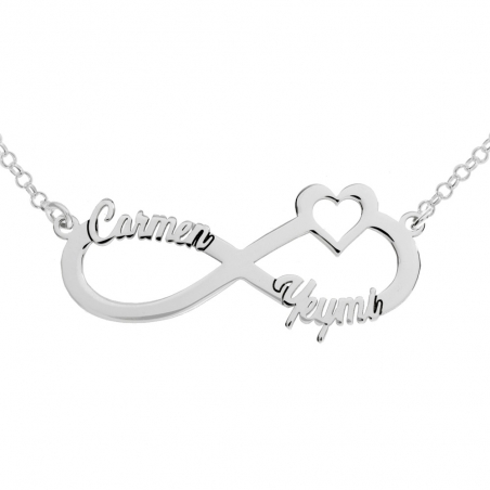 Collar infinito nombres personalizados con corazón