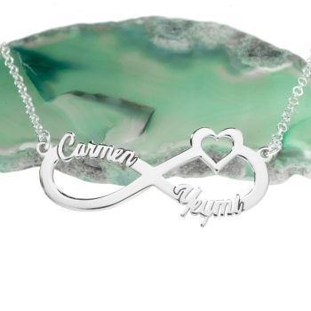 Collar infinito nombres personalizados con corazón 2