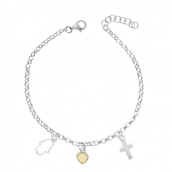 Pulsera mano de Fátima con corazón