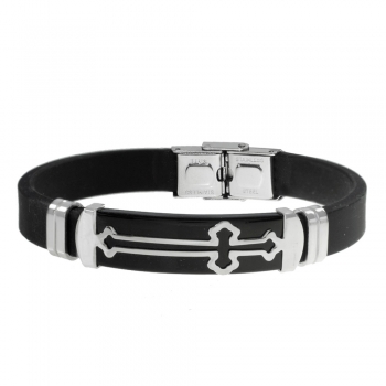 Pulsera cruz horizontal de acero