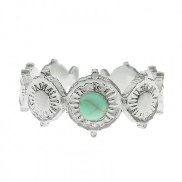 Anillo ajustable círculos con turquesa