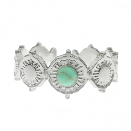 Anillo ajustable círculos con turquesa