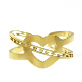 Anillo ajustable corazón cadena dorado