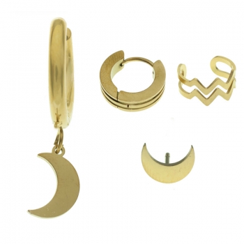 Set de pendientes luna de acero