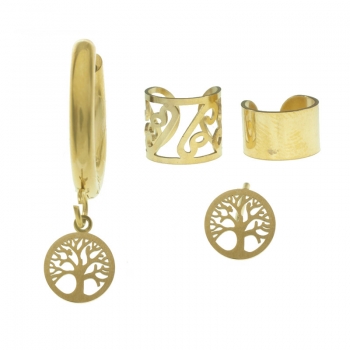 Set de pendientes árbol de acero