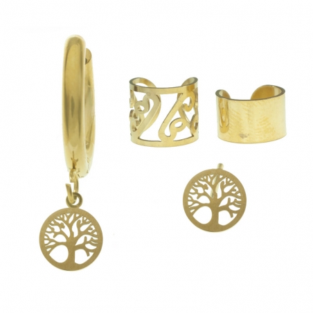 Set de pendientes árbol de acero
