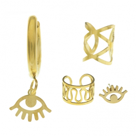 Set de pendientes ojo de acero