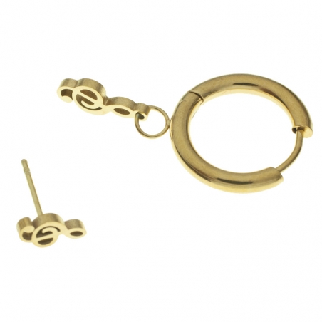 Set de pendientes clave de Sol de acero