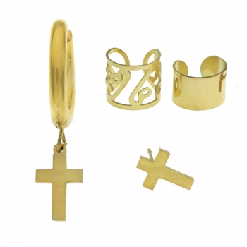 Set de pendientes cruz de acero