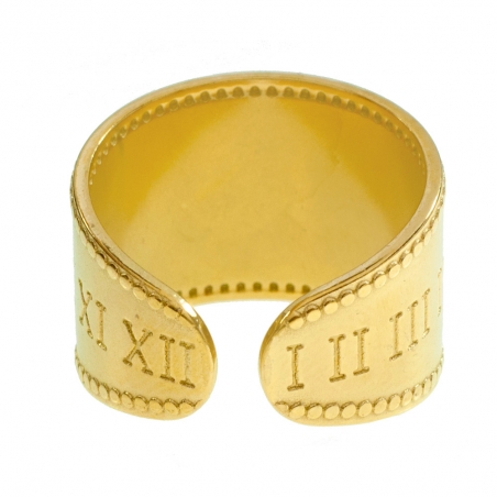 Anillo piedra oval acero dorado