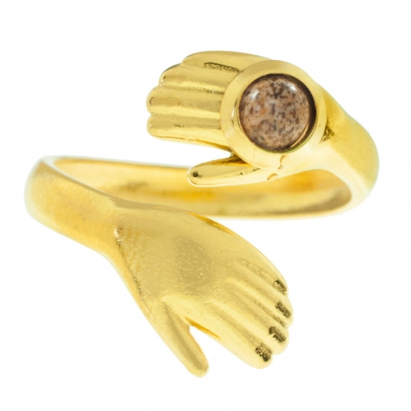 Anillo abrazo dorado con piedra