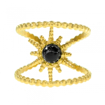 Anillo dorado Sol con piedra