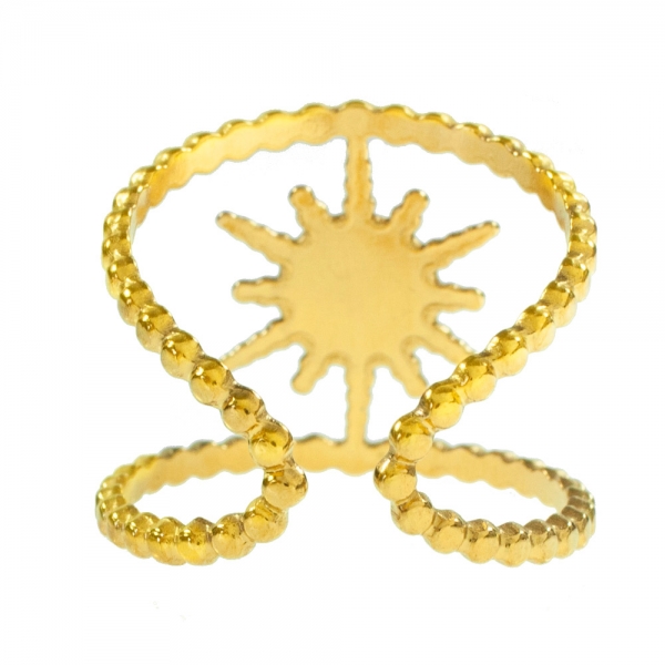 Anillo dorado Sol con piedra