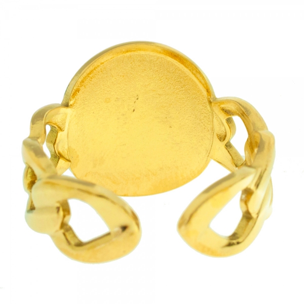 Anillo dorado cadena con piedra