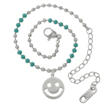 Pulsera bolitas turquesa con colgante