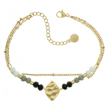 Pulsera dorada rombo martillado