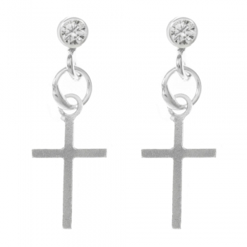 Pendientes circonita & cruz
