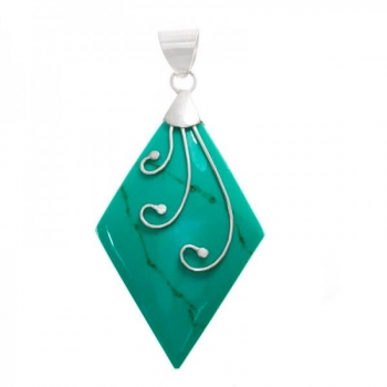 Colgante rombo turquesa con espirales