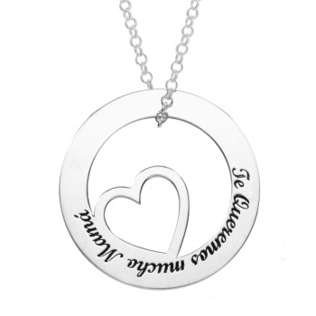 Collar corazón calado con texto personalizado