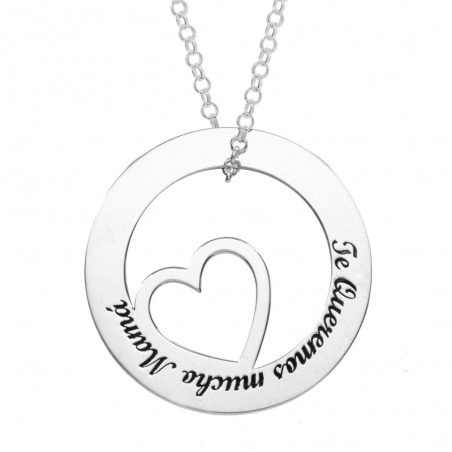 Collar corazón calado con texto personalizado