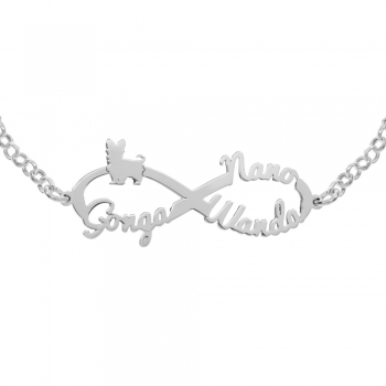 Pulsera infinito con 3 nombres de mascota 2