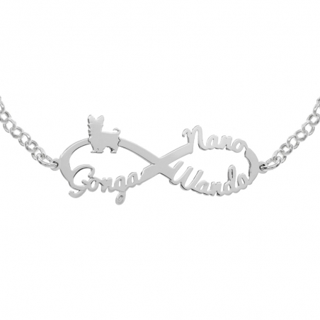 Pulsera infinito con 3 nombres de mascota