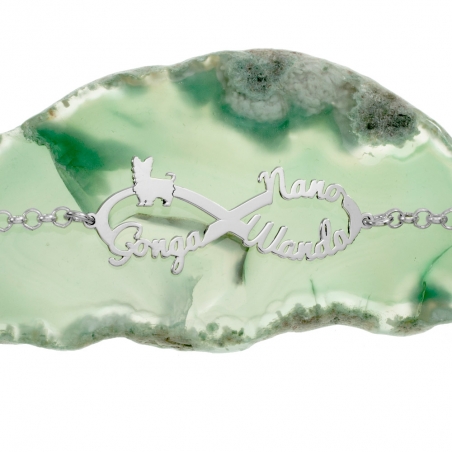 Pulsera infinito con 3 nombres de mascota