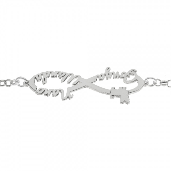 Pulsera infinito con 3 nombres de mascota