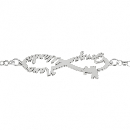 Pulsera infinito con 3 nombres de mascota