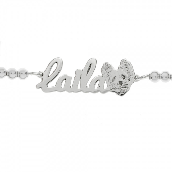 Pulsera de bolitas con nombre de perro