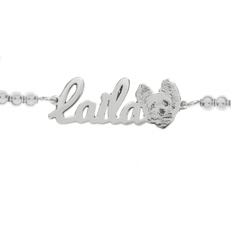 Pulsera de bolitas con nombre de perro