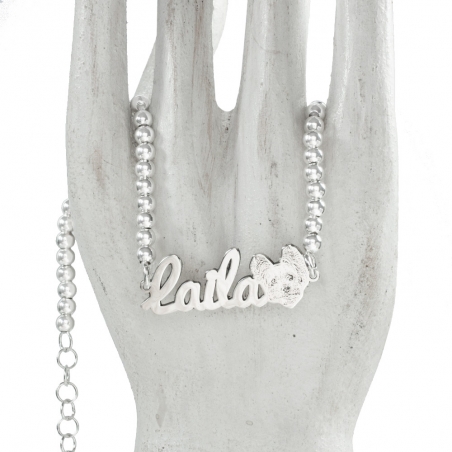 Pulsera de bolitas con nombre de perro