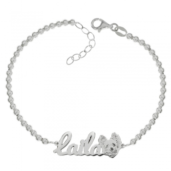 Pulsera de bolitas con nombre de perro