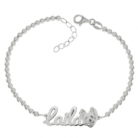 Pulsera de bolitas con nombre de perro