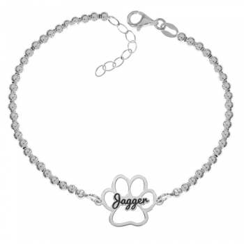Pulsera de bolitas con huella y nombre de perro