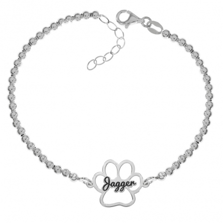 Pulsera de bolitas con huella y nombre de perro