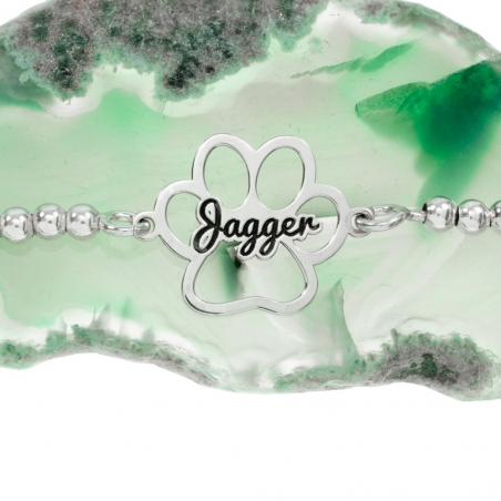 Pulsera de bolitas con huella y nombre de perro