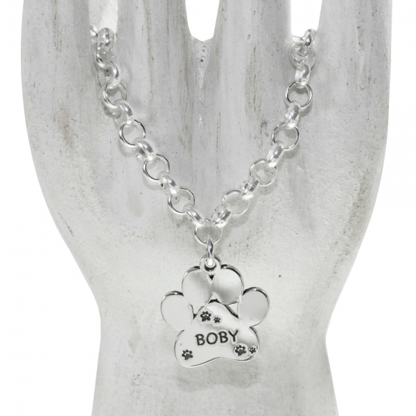 Pulsera huella con nombre de mascota